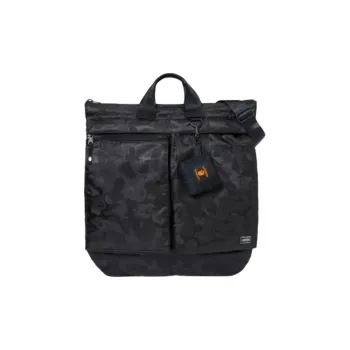 A BATHING APE PORTER Collaboration Polyester Tote Bag, Shopping Bag, Shoulder Bag, Crossbody Bag, Handbag Unisex Black