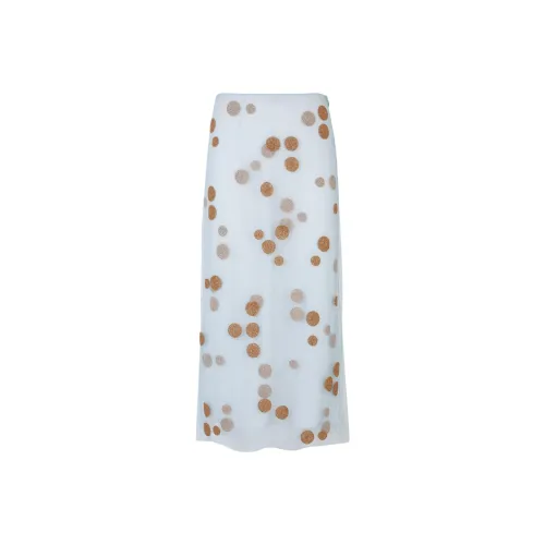 FENDI Polka Dot Embellished Tulle Midi Skirt