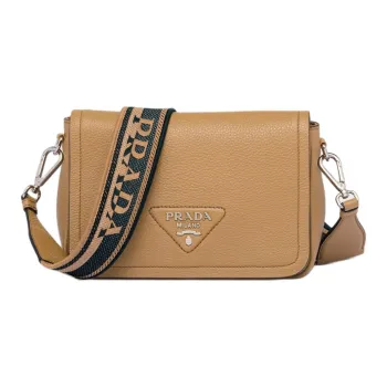 PRADA Leather Shoulder Bag Small Size Women's Brown