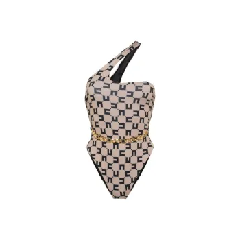 Elisabetta Franchi Logo Printed One-Shoulder Swimsuit