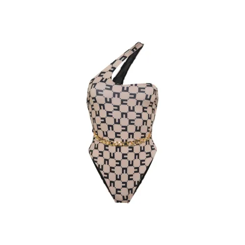 Elisabetta Franchi Logo Printed One-Shoulder Swimsuit