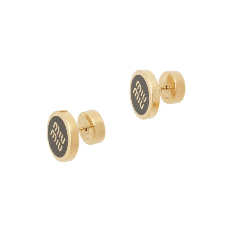 MIU MIU Logo embossed Stud Earrings-2