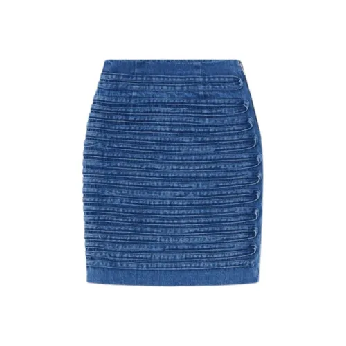 VERSACE High Waist Panel Detailed Denim Mini Skirt