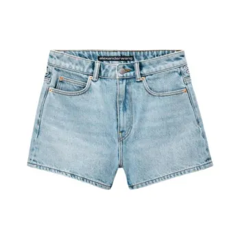 Alexander Wang Logo Cut Out High Waisted Denim Shorts