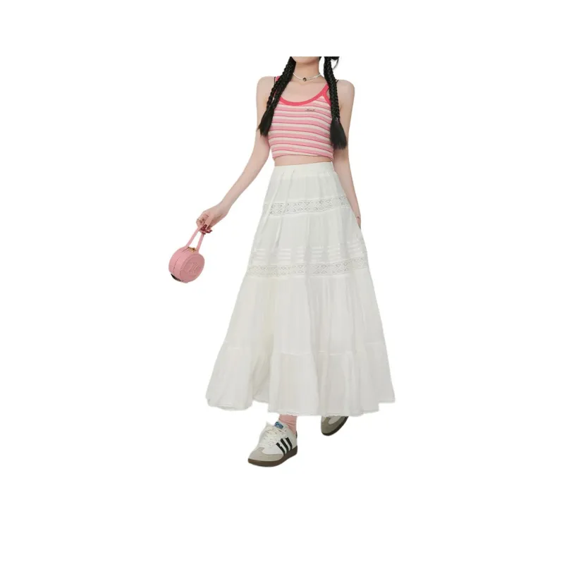 Kazakhstan Casual Long Skirts Women's White-0