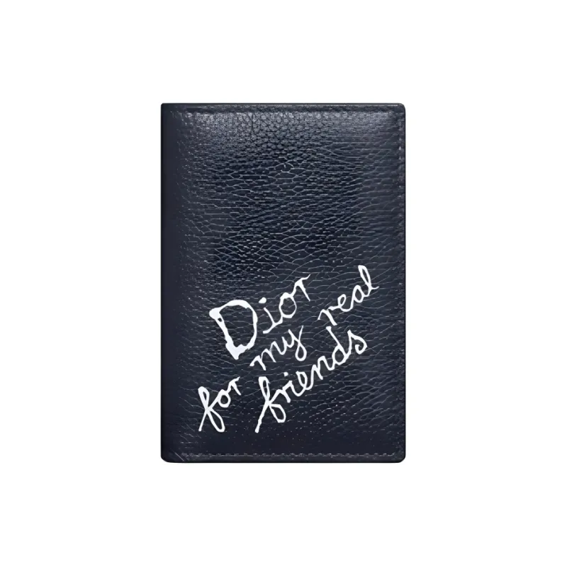 DIOR Cow Leather Card Holder Unisex Marine Blue-0