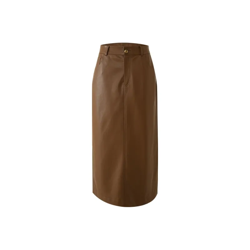 YALIDA Casual Long Skirts Women's Brown-0