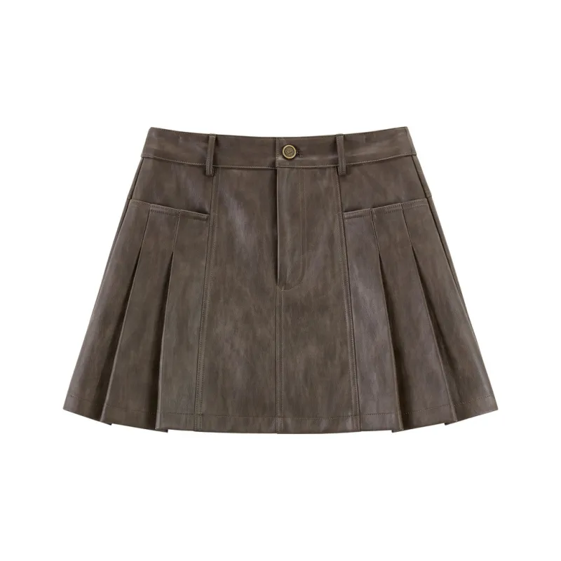 LEDIN Casual Short Skirts Women's Black Brown-0