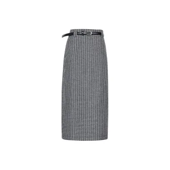 ROEYSHOUSE Casual Long Skirt Women's Plaid