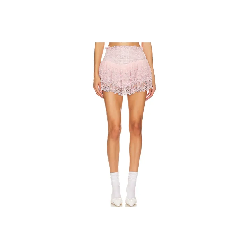 LOVESHACKFANCY Casual Short Skirts Women's Pink-0