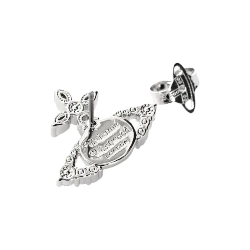 Vivienne Westwood Resin, Pearl, Cubic Zirconia, Brass Earrings Women's Silver-1