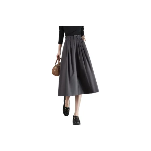 Mo Han Yi Mei Casual Long Skirt Women's Lead Gray