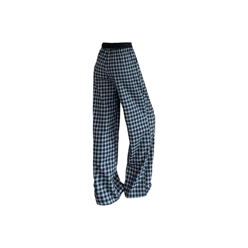 Vitocano Casual Pants Unisex Black Plaid-1