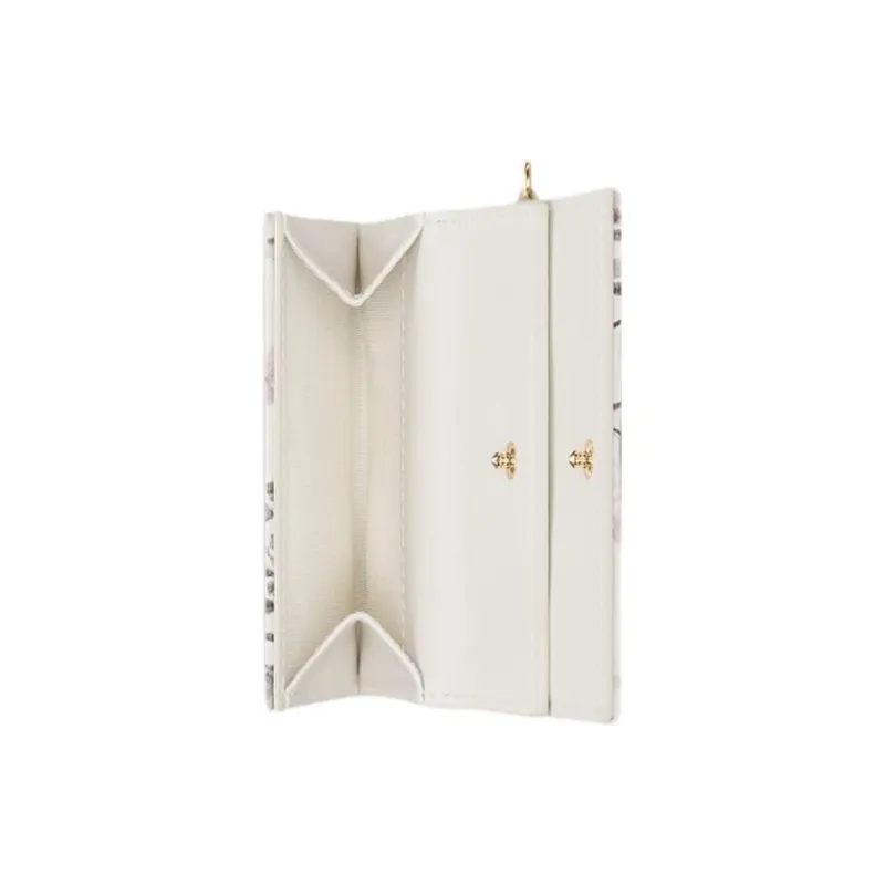 DIOR Lady Dior Lambskin Wallet Women's White & Gray-3