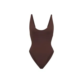 Skims Swim Scoop Neck One Piece Cocoa