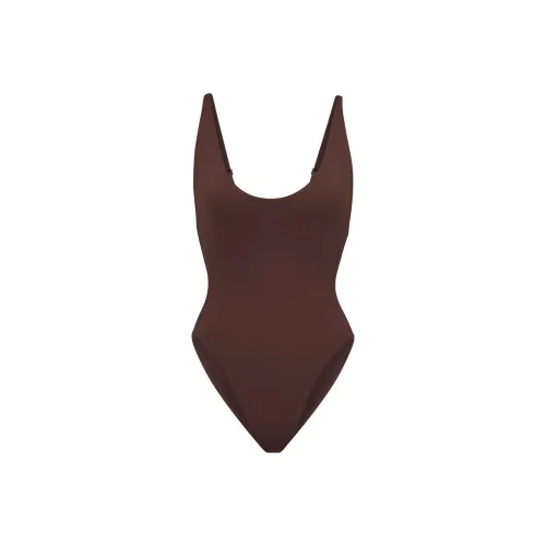 Skims Swim Scoop Neck One Piece Cocoa