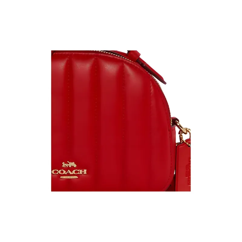 COACH Serena Lambskin Leather Dome Bag, Shoulder Bag, Crossbody Bag, Handbag Trumpets Women's Red-3