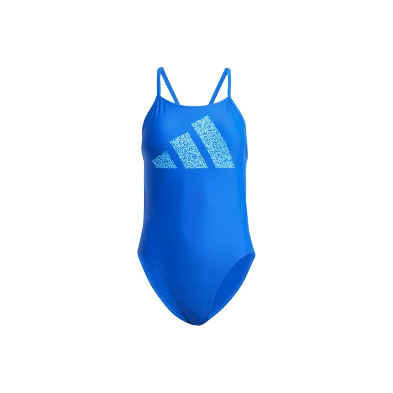 Adidas 3 Bar Logo Print Swimsuit One-piece Swimsuit Women's Blue-0