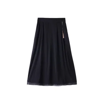 Yi Mengyuan Silk Casual Long Skirt Women's Black