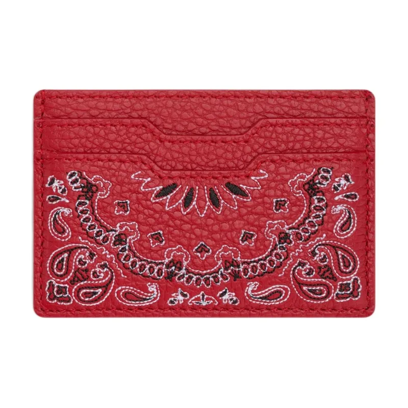 AMIRI Leather Card Clip Card Holder Regular Women's Red-2