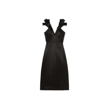 JIL SANDER Bow-Detailed Satin Midi Dress
