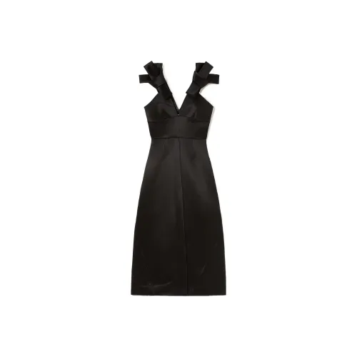 JIL SANDER Bow-Detailed Satin Midi Dress