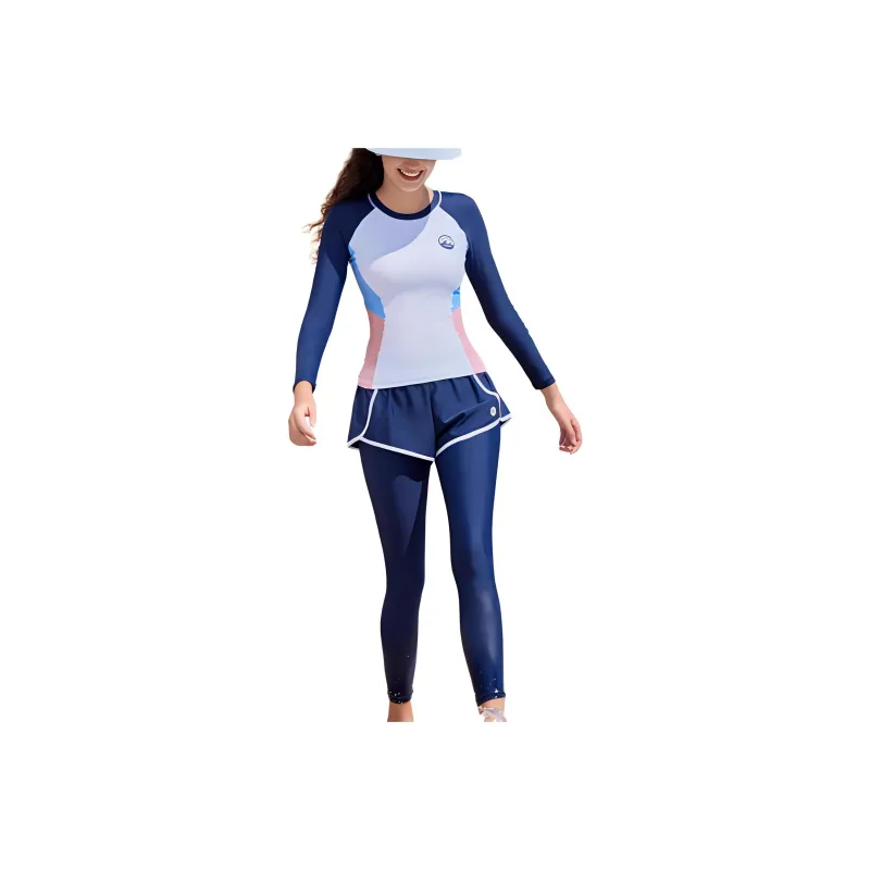 ZOKE Two Piece Swimsuits Women's White/Dark Blue-0