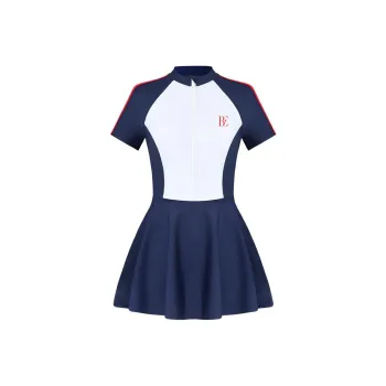 BALNEAIRE MIX Series One Piece Swimsuits Women's Navy Blue/Trendy White Patchwork