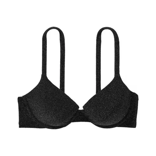 Victoria's Secret Shimmer Icon Push-Up Bikini Top / Black Bikini Women's Black