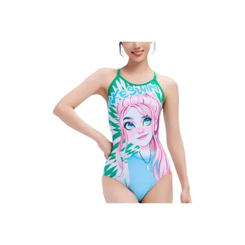 ZOKE One piece Swimsuit Women's Green White Cartoon