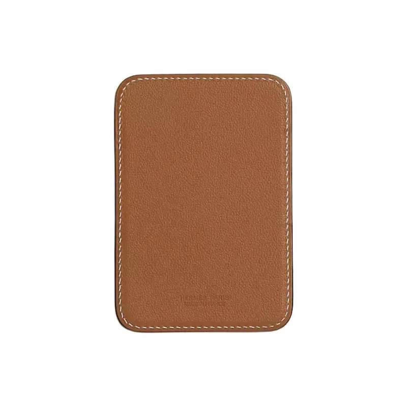 HERMES Magsafe Swift Calfskin Card Holder Women's Gold & Coconut & Sun & Wood-1