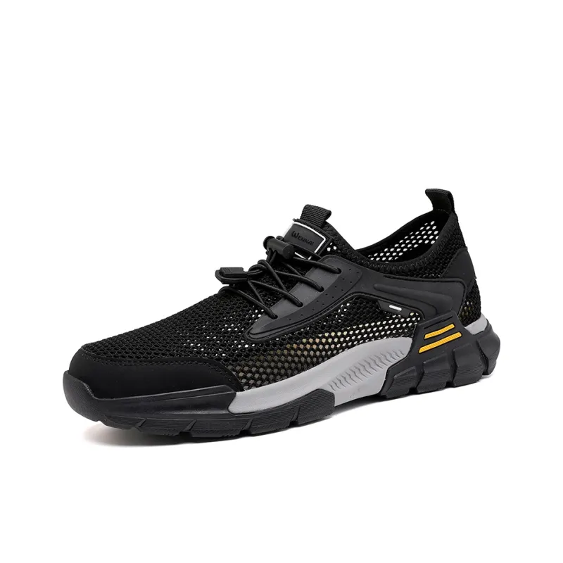 Wen Nai Slip Resistant, Abrasion Resistant, Breathable, Lightweight Low Top Casual Shoes Men's Black-1