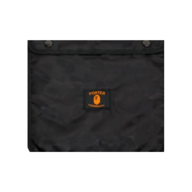 A BATHING APE PORTER Collaboration Polyester Tote Bag, Shopping Bag, Shoulder Bag, Crossbody Bag, Handbag Unisex Black-4