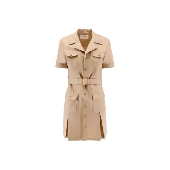 CELINE Short Sleeved Dress Women's Light Umber