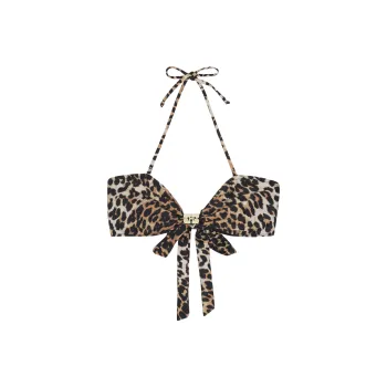 GANNI Leopard Printed Bikini Top