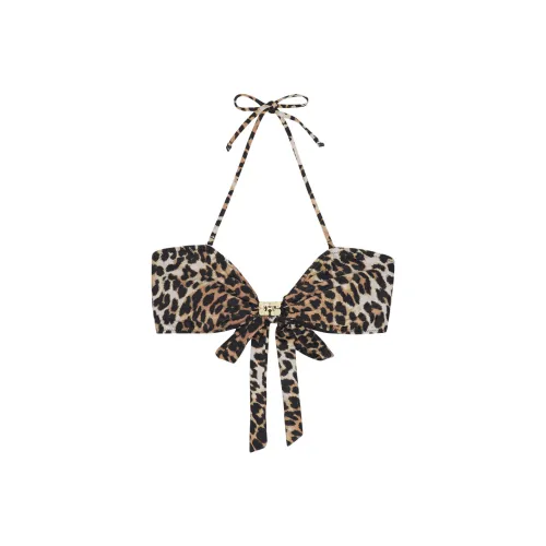 GANNI Leopard Printed Bikini Top