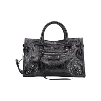 Balenciaga Le City Leather One Shoulder Handbag Small Size Women's Gray