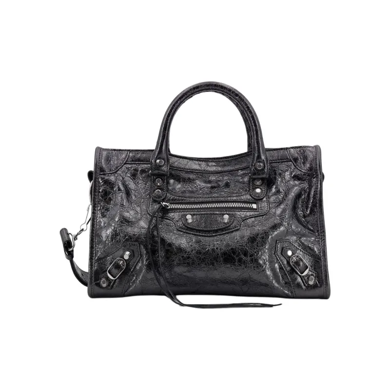 Balenciaga Le City Leather One Shoulder Handbag Small Size Women's Gray-0