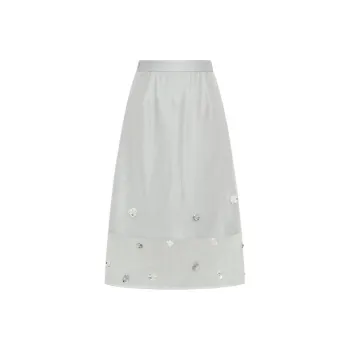 MEIYANG Casual Long Skirts Women's Silver Gray