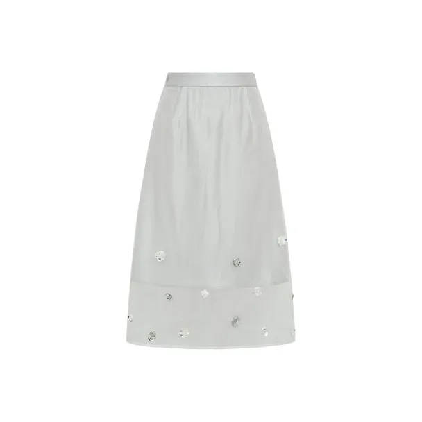 MEIYANG Casual Long Skirts Women's Silver Gray-0