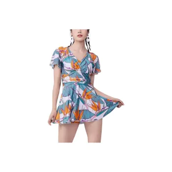 ZOKE Swim Dresses & Skirts Women's White Base Green Orange