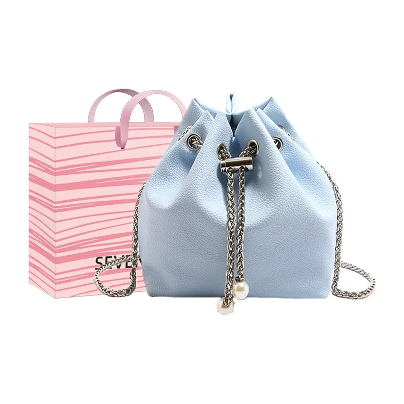 SEVENMOONS PU Bucket Bag, Shoulder Bag Regular Women's White/Black/Pink/Blue-9