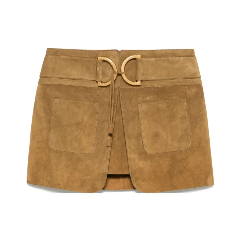 TOM FORD D-rings Suede Mini Skirt-0