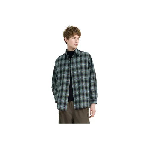 WILD LEADER Shirt Unisex Oat Apricot Blue Plaid[CW5158596]