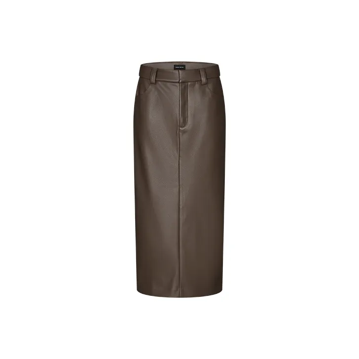 URBAN REVIVO Casual Long Skirt Women's Brown-0