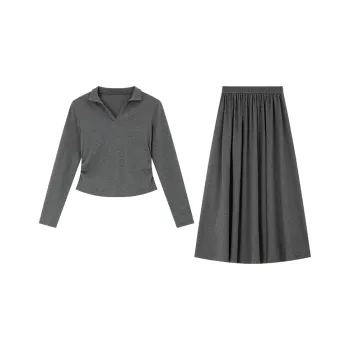 VIMLY Skirt Set Women's Premium Gray