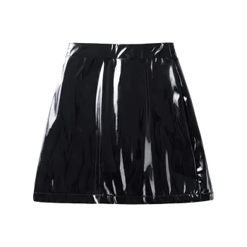 ORIASTAR Leather Short Skirts Women's Black