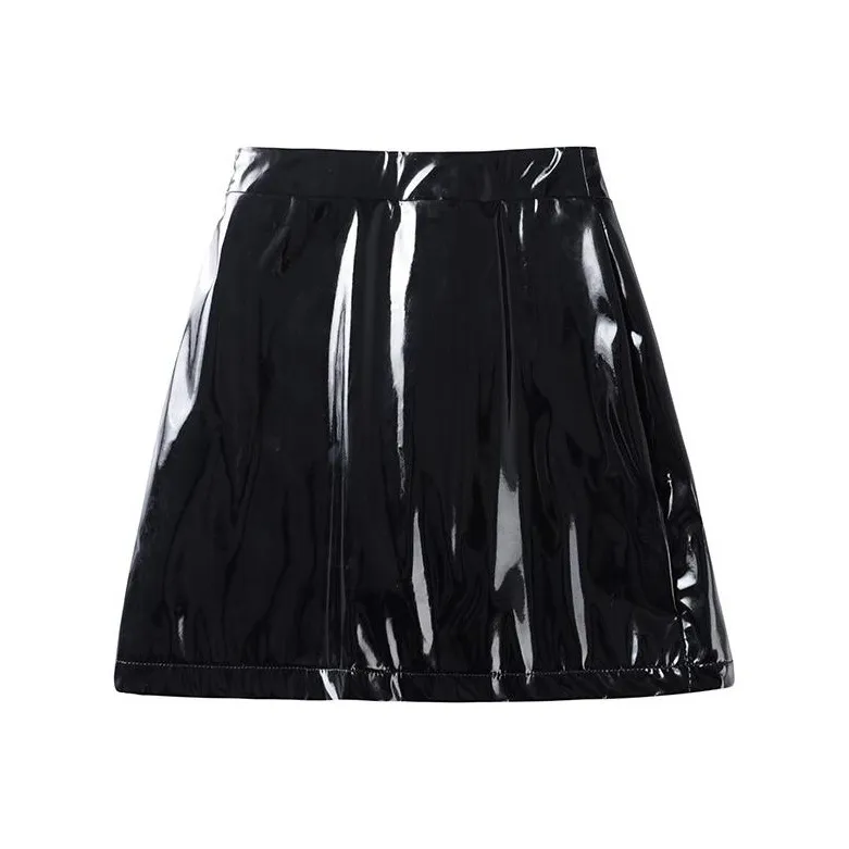 ORIASTAR Leather Short Skirts Women's Black-0