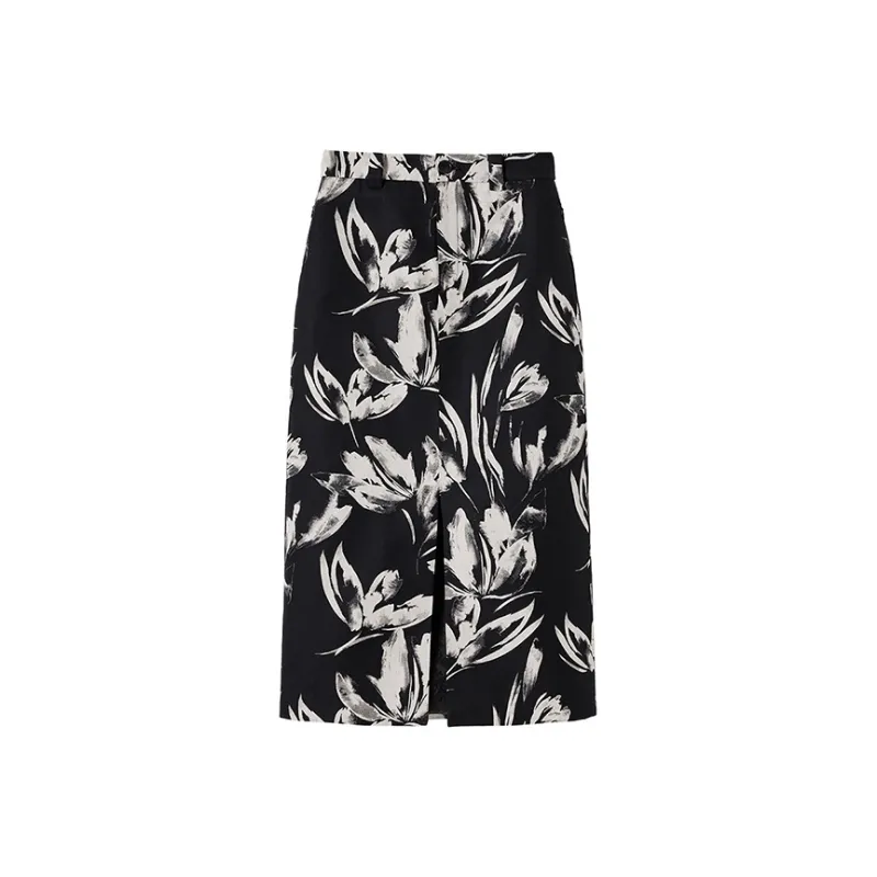 NINE WEST Casual Long Skirts Women's Black White-0