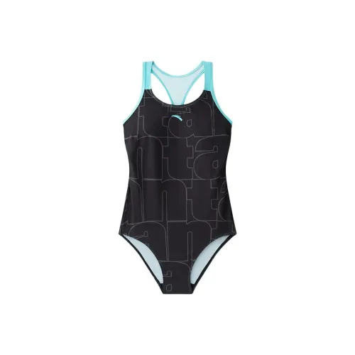 Anta One piece Swimsuit Women's Basic Black/Basic Gray/Block Green